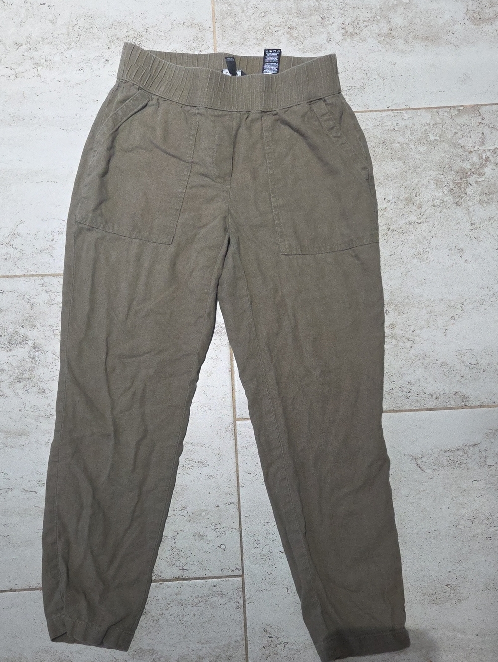 Olive Elastic-Waist Women's Pants